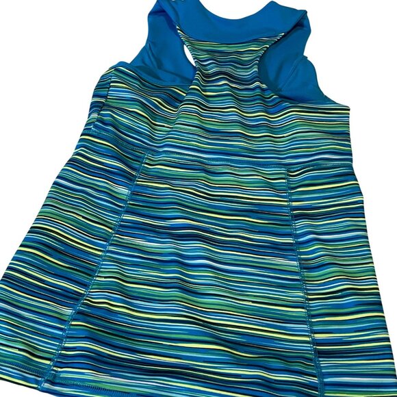 Old Navy Active S Blue Striped Racerback Athletic Tank For Women - Picture 2 of 9